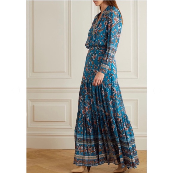 NWT VERONICA BEARD Sama Tiered Floral-print Fil Coupé Silk Georgette Maxi Dress - Picture 12 of 15